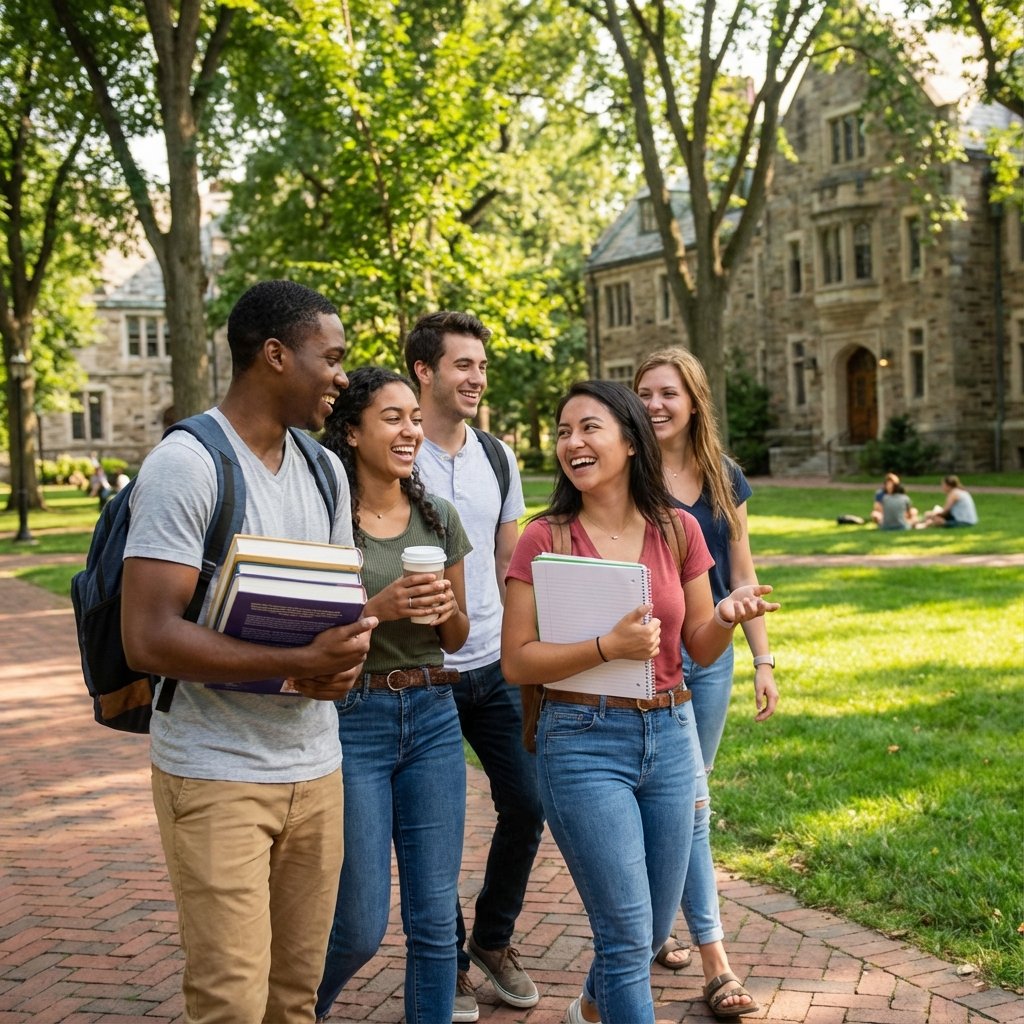 Students walking on campus